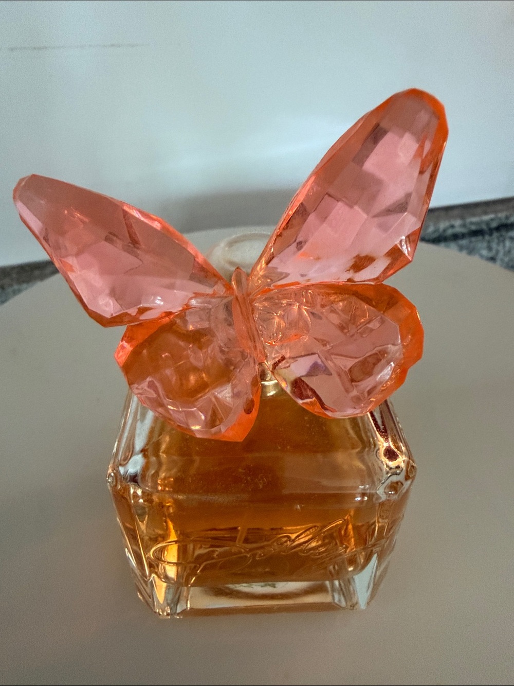 Dolly by Dolly Parton Butterfly-Top Glass Perfume Bottle in Amber & Coral - Picture 4 of 4